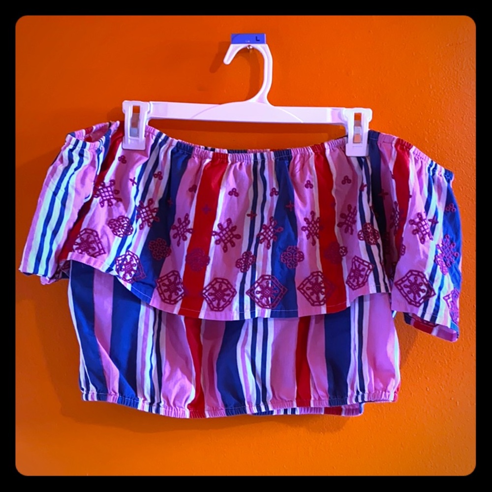 Second hand off shoulder crop top, plus size